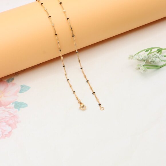 "Rose Gold Beaded Chain Necklace in Elegant Minimal Style, XPNL0320 - Picture 11 of 12